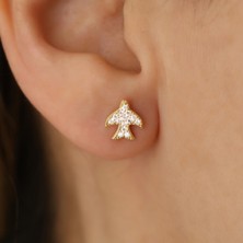 Nox Jewelry 925 Ayar Gümüş Taşlı Kırlangıç  Küpe