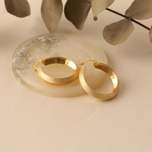 Nox Jewelry 925 Ayar Gümüş Simli Mat Büyük Halka Küpe