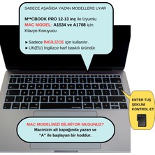 McStorey Laptop Macbook Pro Klavye Kılıf UK(EU) İngilizce Baskılı A1534 A1708 ile Uyumlu