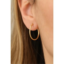 Nox Jewelry 925 Ayar Gümüş İnce Orta Boy Halka Küpe