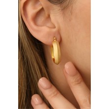 Nox Jewelry 925 Ayar Gümüş Yarısı Mat Yarısı Simli Mat Bombeli Halka Küpe