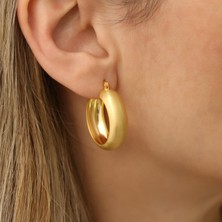 Nox Jewelry 925 Ayar Gümüş Bombeli Mat Halka Küpe