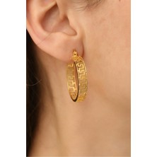 Nox Jewelry 925 Ayar Gümüş Parlak Grek Desenli Halka Küpe