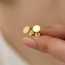 Nox Jewelry 925 Ayar Gümüş Yuvarlak Plaka Küpe