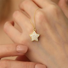 Nox Jewelry 14 Ayar Mikron Altın Kaplama Taşlı Yıldız Kolye – Minimal Kadın Kolye- CNS00127