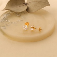 Nox Jewelry 925 Ayar Gümüş Yuvarlak Desenli Orta Boy Küpe