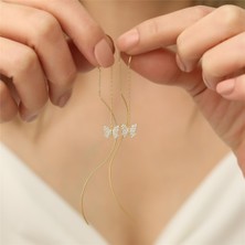 Nox Jewelry 925 Ayar Sallantılı Taşlı Kelebek Küpe