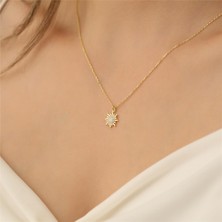 Nox Jewelry 925 Ayar Güneş Desenli Taşlı Kolye