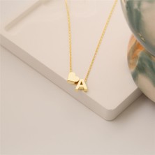 Nox Jewelry 925 Ayar Kişiye Özel Küçük Kalp Detaylı Harf Kolye