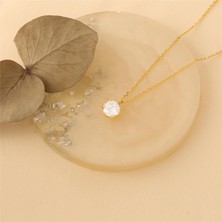 Nox Jewelry 925 Ayar Yuvarlak Desenli Tektaş Kolye