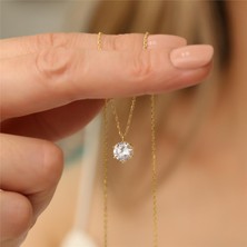 Nox Jewelry 925 Ayar Yuvarlak Desenli Tektaş Kolye