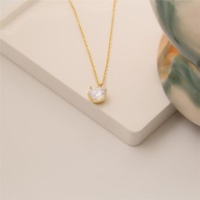 Nox Jewelry 925 Ayar Yuvarlak Desenli Tektaş Kolye