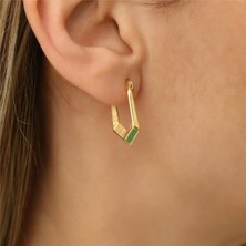Nox Jewelry 14 Ayar Altın Kaplama U Form Geometrik Küpe – Keskin Hatlı Modern Tasarım