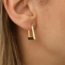 Nox Jewelry 14 Ayar Altın Kaplama U Form Halka Küpe – Geometrik Modern Tasarım