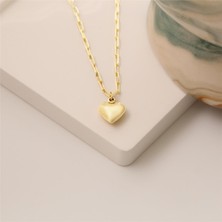 Nox Jewelry 925 Ayar Dikdörtgen Zincirli Bombeli Kalp Kolye