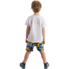 Denokids Dino Kazı Erkek Çocuk T-Shirt Kamuflaj Şort Takım