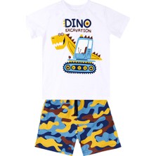 Denokids Dino Kazı Erkek Çocuk T-Shirt Kamuflaj Şort Takım