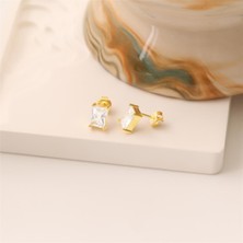 Nox Jewelry 925 Ayar Gümüş Dikdörtgen Baget Küpe