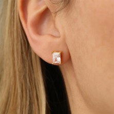 Nox Jewelry 925 Ayar Gümüş Dikdörtgen Baget Küpe