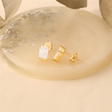 Nox Jewelry 925 Ayar Gümüş Dikdörtgen Baget Küpe