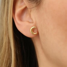 Nox Jewelry 925 Ayar Gümüş Bombeli Hilal Küpe