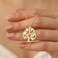 Nox Jewelry 14 Ayar Altın Kaplama Hayat Ağacı Gümüş Kolye -CN00172
