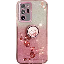 Seashell Digital Samsung Galaxy NOTE20 Için Kadem ULTRA/NOTE20 Ultra 5g Rhinestone Çiçek Ring Kickstand Cover Glitter Gradient Tpu Case-Rose Gold (Yurt Dışından)