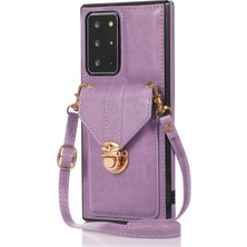 Seashell Digital Samsung Galaxy NOTE20 ULTRA/NOTE20 Ultra 5g Kart Tutucu Pu Deri+Tpu Telefon Kapağı Kickstand-Spurple (Yurt Dışından)