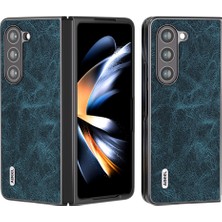 Seashell Digital Samsung Galaxy Z Fold5 5g Şok Geçirmez Telefon Kasası Litchi Doku Pu Deri Kaplamalı Pc Kapak-Mavi (Yurt Dışından)