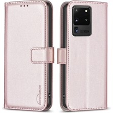 Seashell Digital Samsung Galaxy S20 Ultra Stand Manyetik Telefon Kılıfı Cüzdan Golü Altın Tpu+Pu Deri Telefon Kapağı (Yurt Dışından)