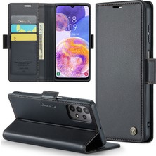 Seashell Digital Samsung Galaxy A23 4G/A23 5g (Global Versiyon) Litchi Doku Pu Deri Stand Rfıd Engelleyen Telefon Kapak Black Için Cüzdan Kılıfı (Yurt Dışından)