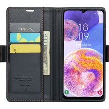 Seashell Digital Samsung Galaxy A23 4G/A23 5g (Global Versiyon) Litchi Doku Pu Deri Stand Rfıd Engelleyen Telefon Kapak Black Için Cüzdan Kılıfı (Yurt Dışından)