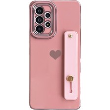 Seashell Digital Samsung Galaxy A13 Için 4g Ince Telefon Kılıfı Kalp Desen Elektrapan Tpu Kickstand Strap-Pink ile Kapak (Yurt Dışından)