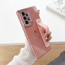 Seashell Digital Samsung Galaxy A13 Için 4g Ince Telefon Kılıfı Kalp Desen Elektrapan Tpu Kickstand Strap-Pink ile Kapak (Yurt Dışından)