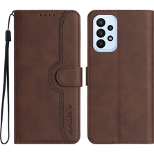 Seashell Digital YX0030 Samsung Galaxy A53 5g Için Flip Telefon Kapağı, Pu Deri Baskılı Desen Stand Cüzdan Case-Coffee (Yurt Dışından)