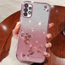 Seashell Digital Samsung Galaxy A23 5g (Global VERSIYON)/A23 4g Rhinestone Dekoru Durumu Gradient Flower Desen Telefon Tpu Kapak Golü Altın (Yurt Dışından)