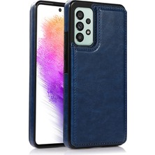 Seashell Digital Samsung Galaxy A73 Için 5g Çift Düğme Kart Tutucu Kickstand Smartphone Cover Pu Deri Kaplamalı Tpu Telefon Kılıf Mavisi (Yurt Dışından)