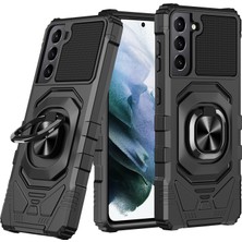 Seashell Digital Pc+ Tpu Hibrid Telefon Kapağı Samsung Galaxy S21+ 5g Için Kickstand, Anti-Fall Hava Yastıkları Koruma Telefon Kılıfı Yerleşik Manyetik Tutucu Metal Sac-Black (Yurt Dışından)