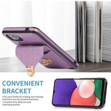 Seashell Digital Samsung Galaxy A22 5g (Ab Versiyonu) Kickstand Telefon Kapak Kartı Tutucu Pu Deri+Tpu Kasa-Mor (Yurt Dışından)