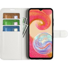 Seashell Digital Samsung Galaxy A04E 4G/F04 4G/M04 4g, Litchi Doku Pu Deri Anti-Sracratch Telefon Flip Case-White (Yurt Dışından)