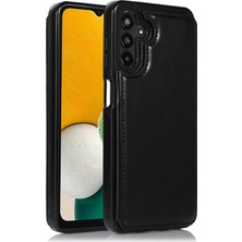 Seashell Digital Samsung Galaxy A13 Için 5g Çift Manyetik Düğmeler Kart Yuvaları Kickstand Deri Kaplamalı Tpu Telefon Kılıfı Black (Yurt Dışından)