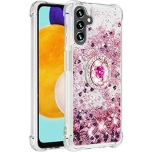 Seashell Digital Samsung Galaxy A54 Için 5g Telefon Kılıfı Arka Kapak Sıvı Quicksand ve Tpu Telefon Kılıfı ile Ring Kickstand-Rose Altın/kalpler (Yurt Dışından)