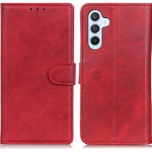 Seashell Digital Samsung Galaxy M54 5G/F54 5g Için Telefon Cüzdan Kılıfı, Cowhide Doku Pu Deri+Tpu Stand Kapak-Kırmızı (Yurt Dışından)