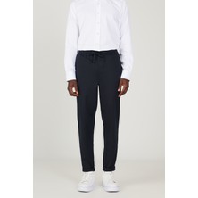 Altınyıldız Classics Erkek Lacivert Standart Fit Normal Kesim Rahat Fleto Cepli Beli Bağlamalı Örme Esnek Pantolon