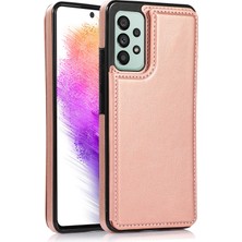 Seashell Digital Samsung Galaxy A73 Için 5g Çift Düğme Kart Tutucu Kickstand Smartphone Cover Pu Deri Kaplamalı Tpu Telefon Kılıfı Altın (Yurt Dışından)