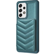 Seashell Digital Samsung Galaxy A13 5g/4g Manyetik Snap Düğme Telefon Kickstand Tpu+Pu Deri Telefon Kart Tutucu Yeşili ile (Yurt Dışından)