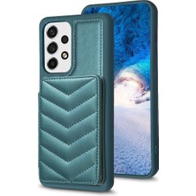 Seashell Digital Samsung Galaxy A13 5g/4g Manyetik Snap Düğme Telefon Kickstand Tpu+Pu Deri Telefon Kart Tutucu Yeşili ile (Yurt Dışından)