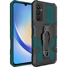 Seashell Digital Mechwarrior Samsung Galaxy A34 5g Anti-Fall Tpu+Pc Telefon Kasası Kickstand Kemer Kipi Kapak Yeşil (Yurt Dışından)