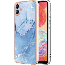 Seashell Digital Samsung Galaxy A04E Için 4G/F04 4G/M04 4g Mermer Desen Tpu Imd Telefon Kılıfı 2.0mm Elektrapan Kapak Mavisi (Yurt Dışından)