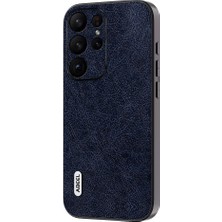 Seashell Digital Samsung Galaxy S23 Ultra Telefon Kılıfı Için Litchi Doku Retro Pu Deri Kaplamalı Tpu+Pc Kapak Mavisi (Yurt Dışından)